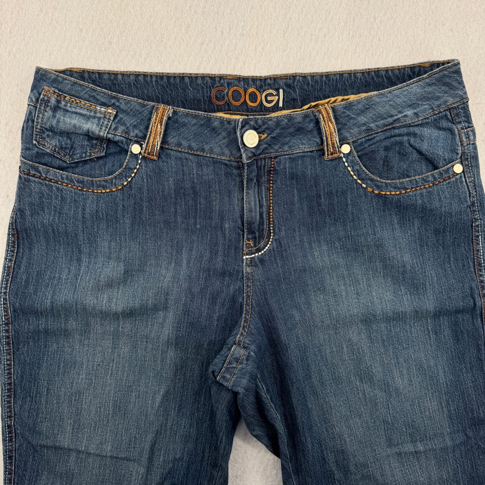 Y2K Coogi Embroidered Blue Denim Bootcut Jeans Womens 18 (42x32) Logo Streetwear